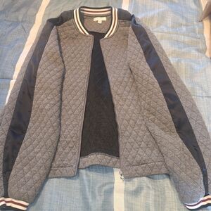 Ladies Anound Quilted Gray and Black Bomber Jacket